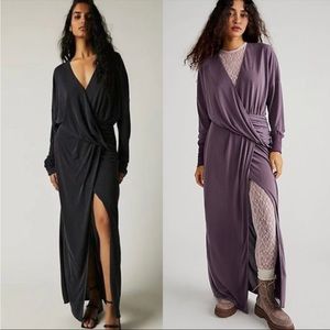 NWOT Free People Riley Cupra Wrap Dress In Color Plum Purple Size Medium